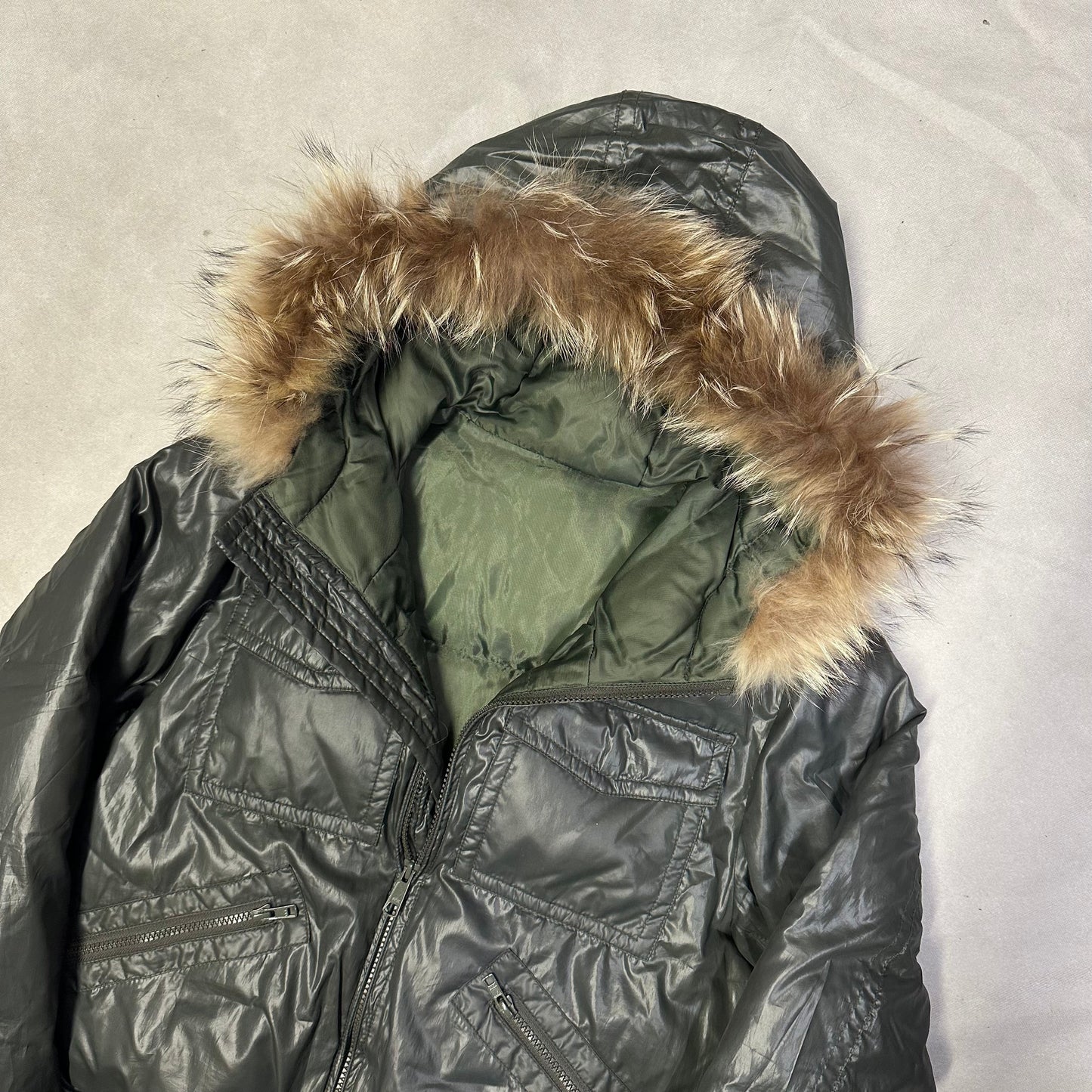 Takeo Kikuchi Jacket With Fur Hood In Green ( M )