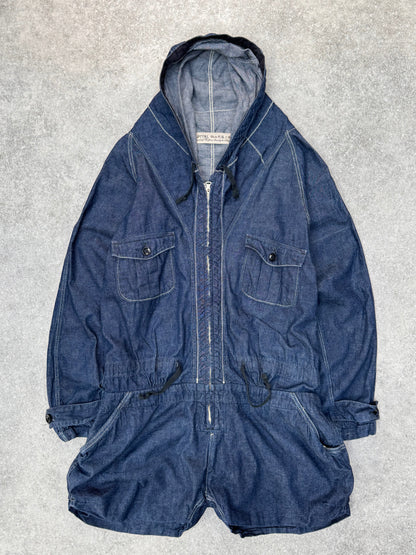 Kapital Denim Hooded Long Sleeve Drawstring Playsuit