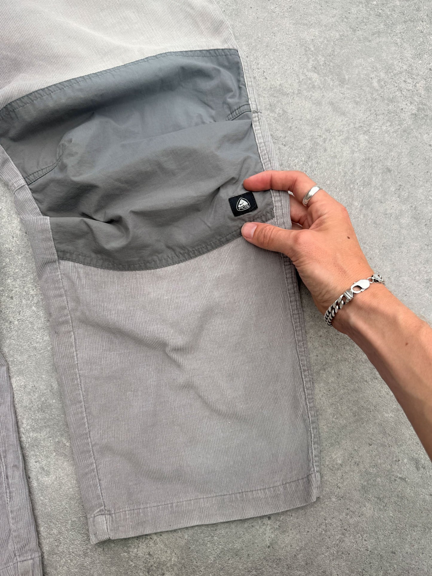 nike acg 2000s technical corduroy cargo trousers (m) | Default Title, Grey