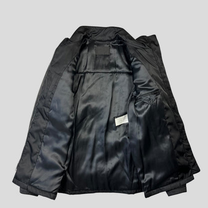 Prada Milano 2011 Gabardine Nylon Leather Jacket + Belt - M | Default Title, Black