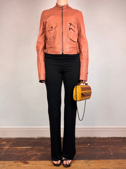 D&G 2000s salmon pink leather utility jacket | Salmon Pink, Salmon Pink