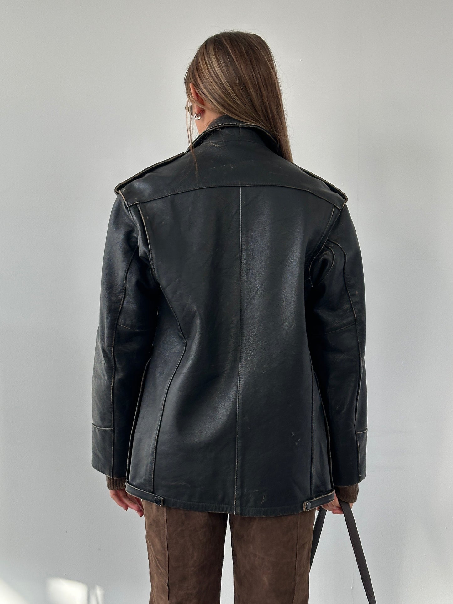Vintage 1990s Aged Leather Jacket - M/L