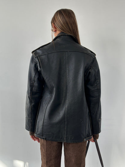 Vintage 1990s Aged Leather Jacket - M/L