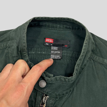 Diesel 00’s Green Cotton Multipocket Cargo Moto Jacket - L | XL, Green