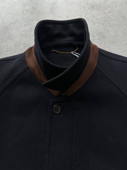 Vintage 1980s Wool Concealed Placket Belted Coat - XXL