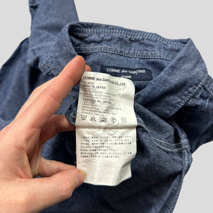 Comme Des Garçons Homme 2008 Pleated Indigo Cotton Shirt - S | Default Title, Indigo