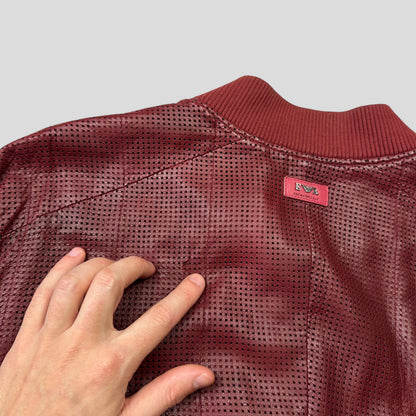 Emporio Armani 2009 Perforated Mesh Lambskin Leather Bomber - IT54 (L) | Burgundy
