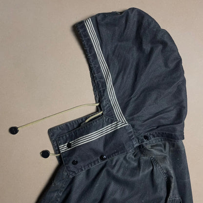 S/S 1986 Charcoal Grey Sail Cloth Marina Spell Out Hooded Coach Jacket