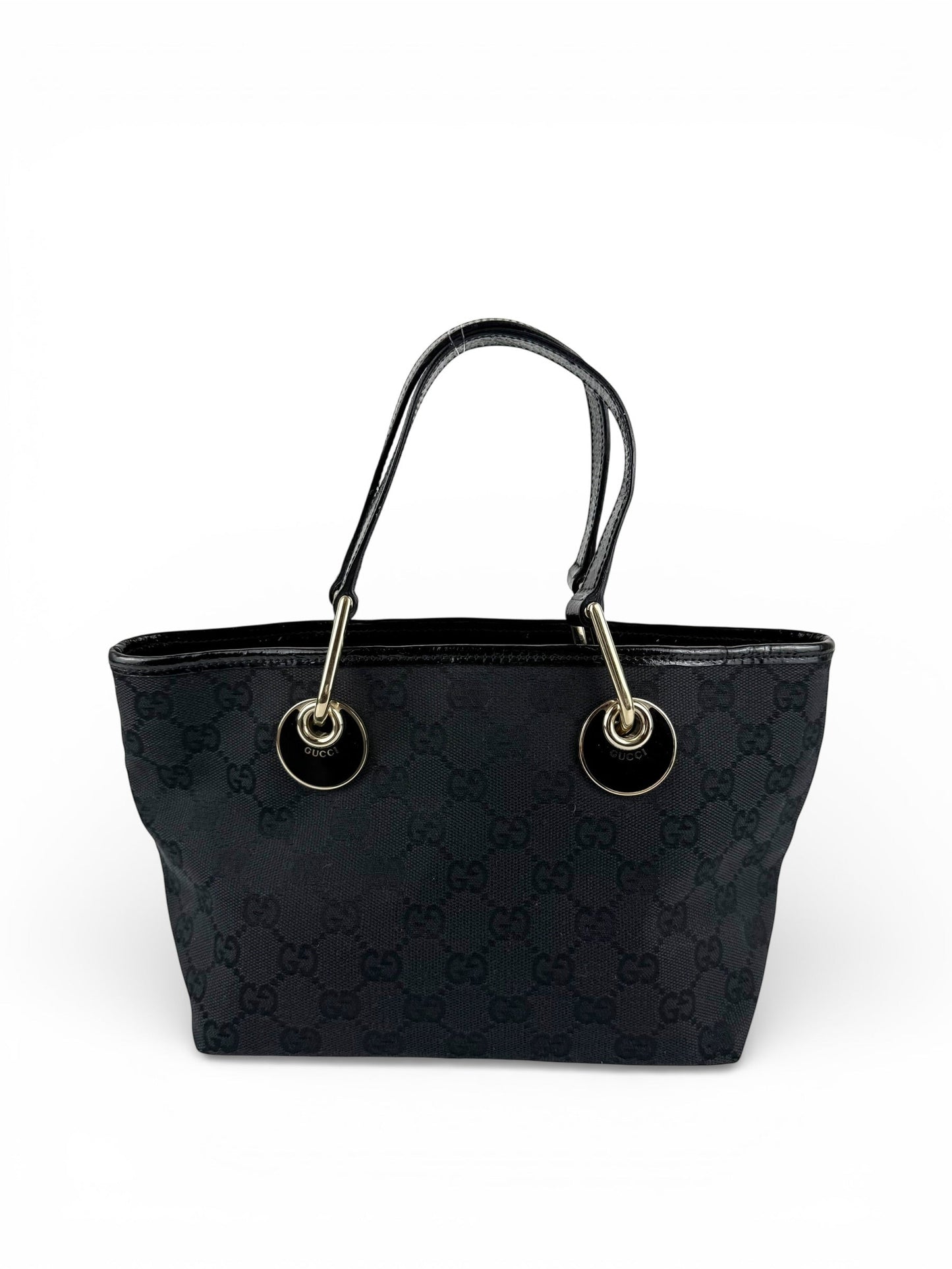 Vintage 90s Gucci Monogram Black Mini Tote Handbag | O/S, Black