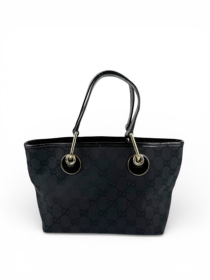 Vintage 90s Gucci Monogram Black Mini Tote Handbag | O/S, Black