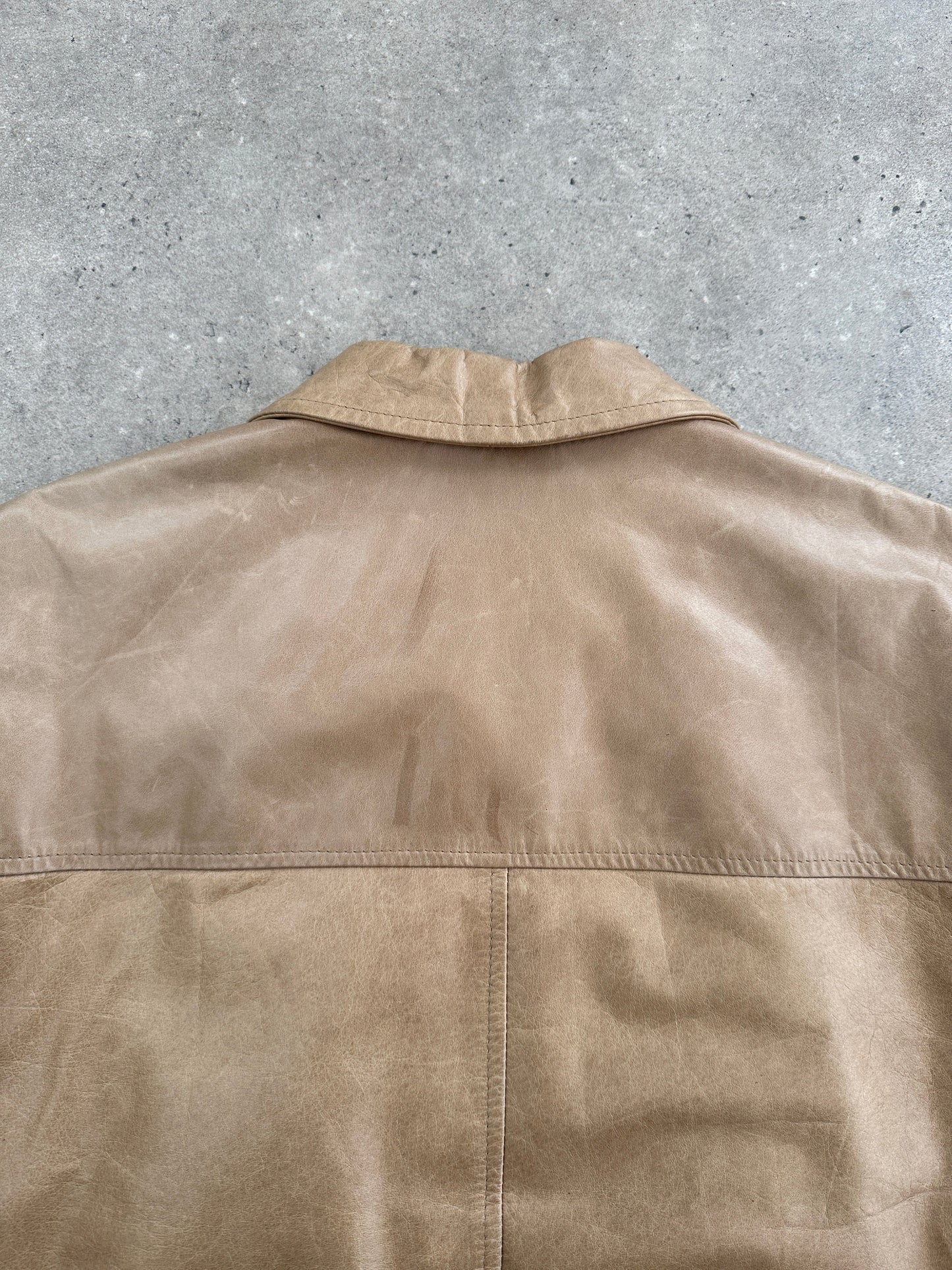 Italian Vintage Minimal Leather Jacket - L