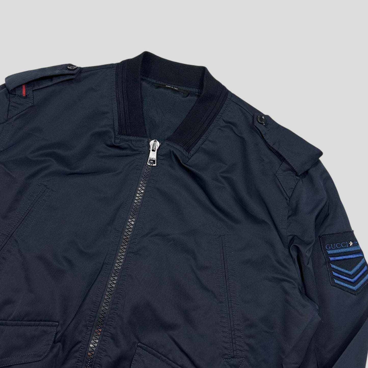 Gucci 2008 Military Web Stripe Navy Logo Jacket - IT50 (M/L) | Default Title, Navy