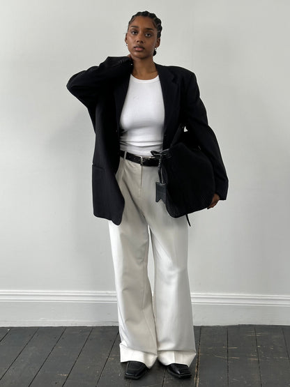 Armani Collezioni 2000s Pure Wool Stripe Single Breasted Blazer - 42R/XL