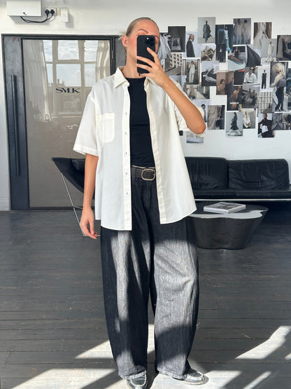 Yves Saint Laurent Pour Homme 2000s Cotton Short Sleeve Logo Shirt - L/XL