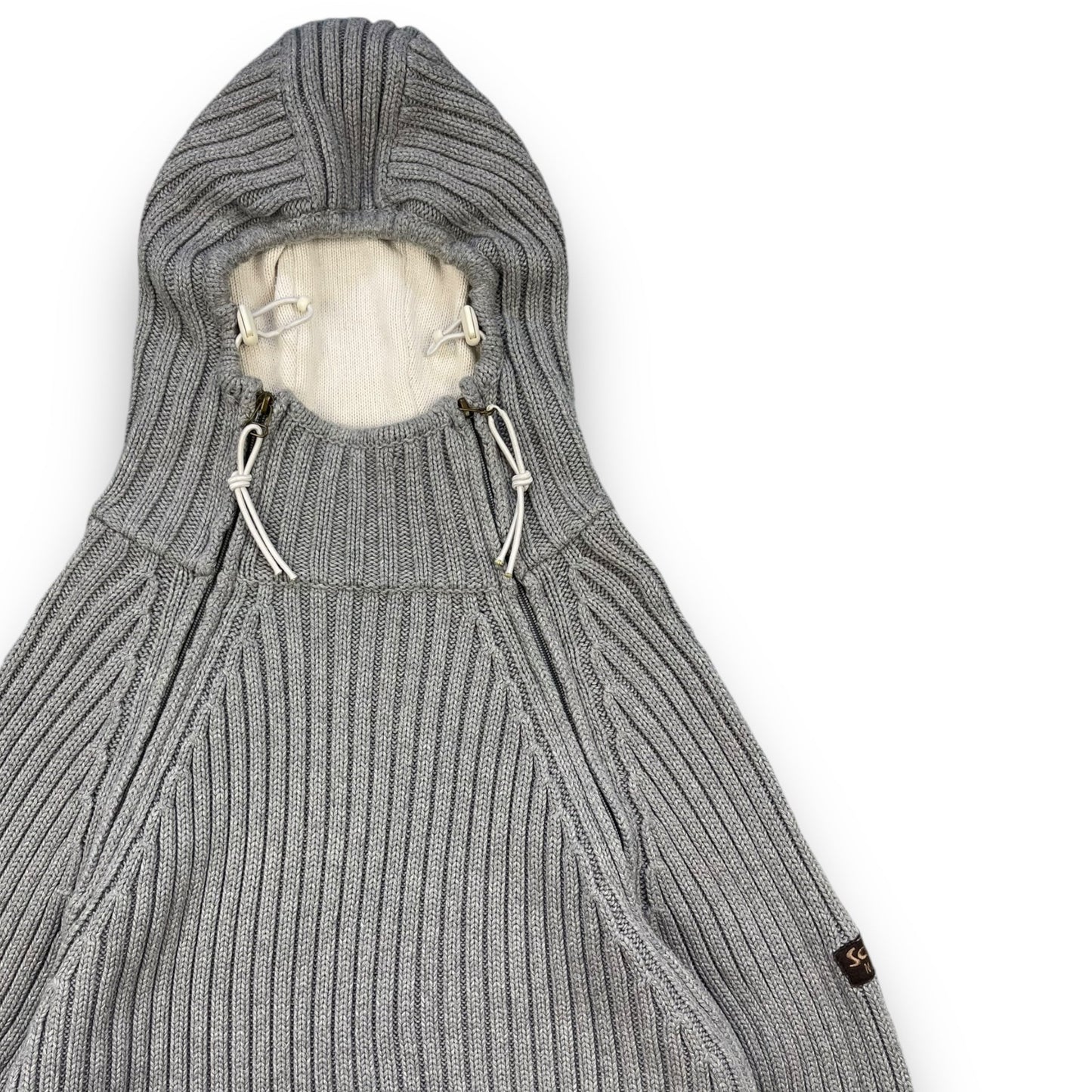 2000's Schott NYC Dual Zip Knitted Balaclava Hoodie (L) | Default Title, Grey