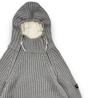 2000's Schott NYC Dual Zip Knitted Balaclava Hoodie (L) | Default Title, Grey