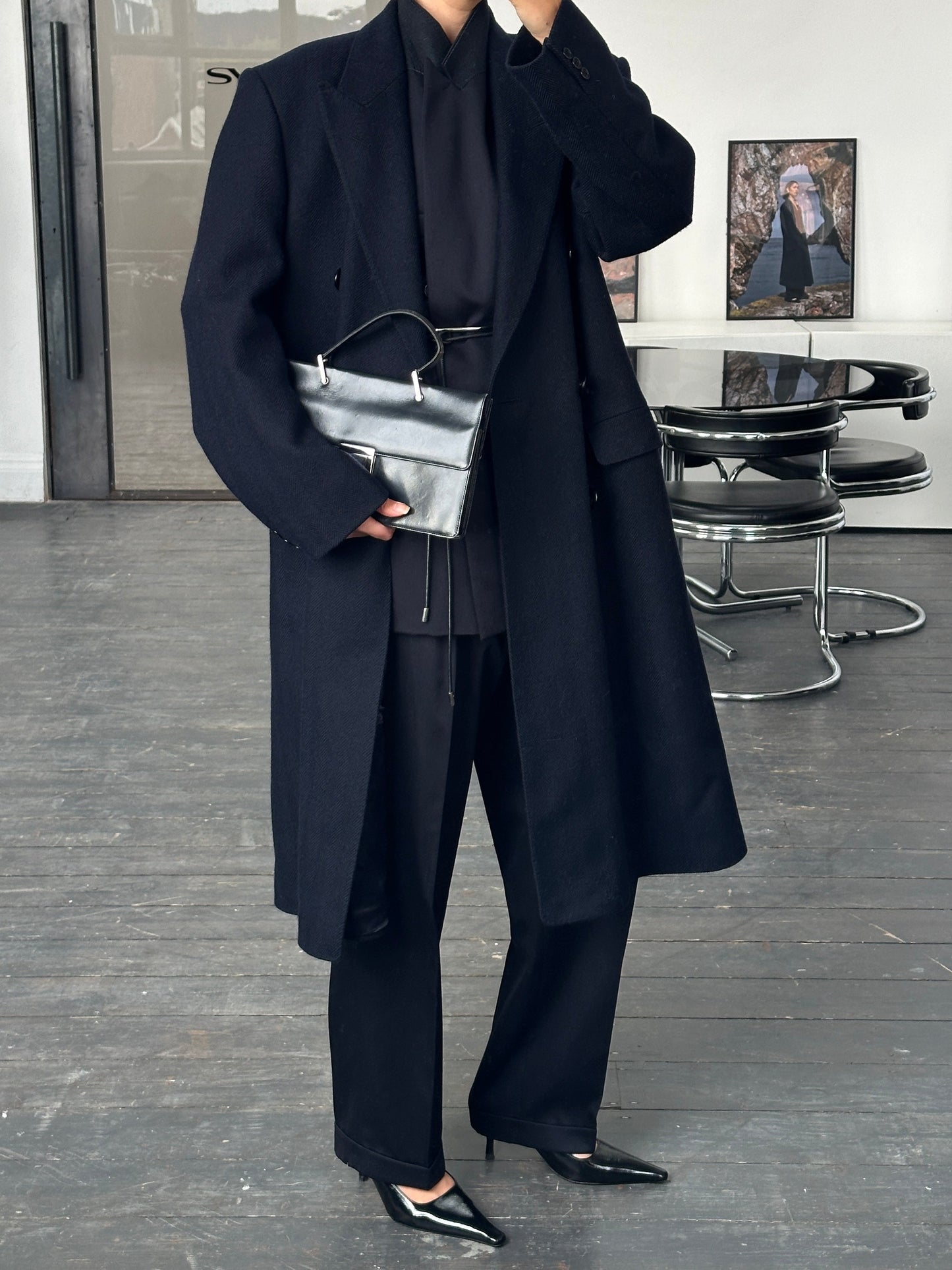 English Vintage 1990s Pure Wool Double Breasted Coat - XL