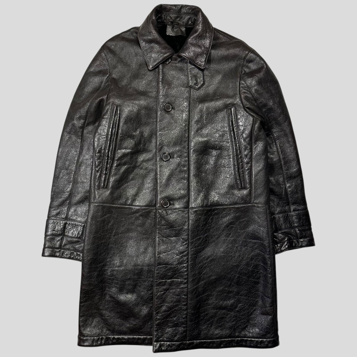 Prada Milano 00’s Leather Sheepskin Fur Full Lined Long Coat - IT50 (L/XL)