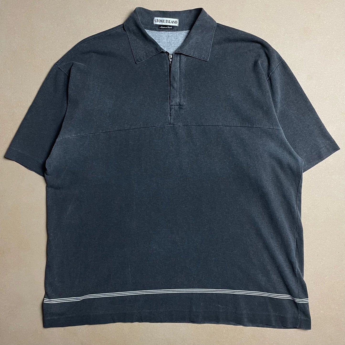 S/S 1998 Charcoal Motion Blur Graphic Print Polo Shirt