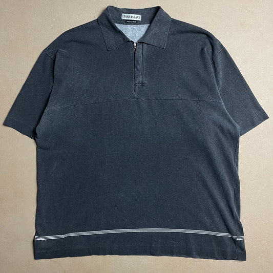 S/S 1998 Charcoal Motion Blur Graphic Print Polo Shirt