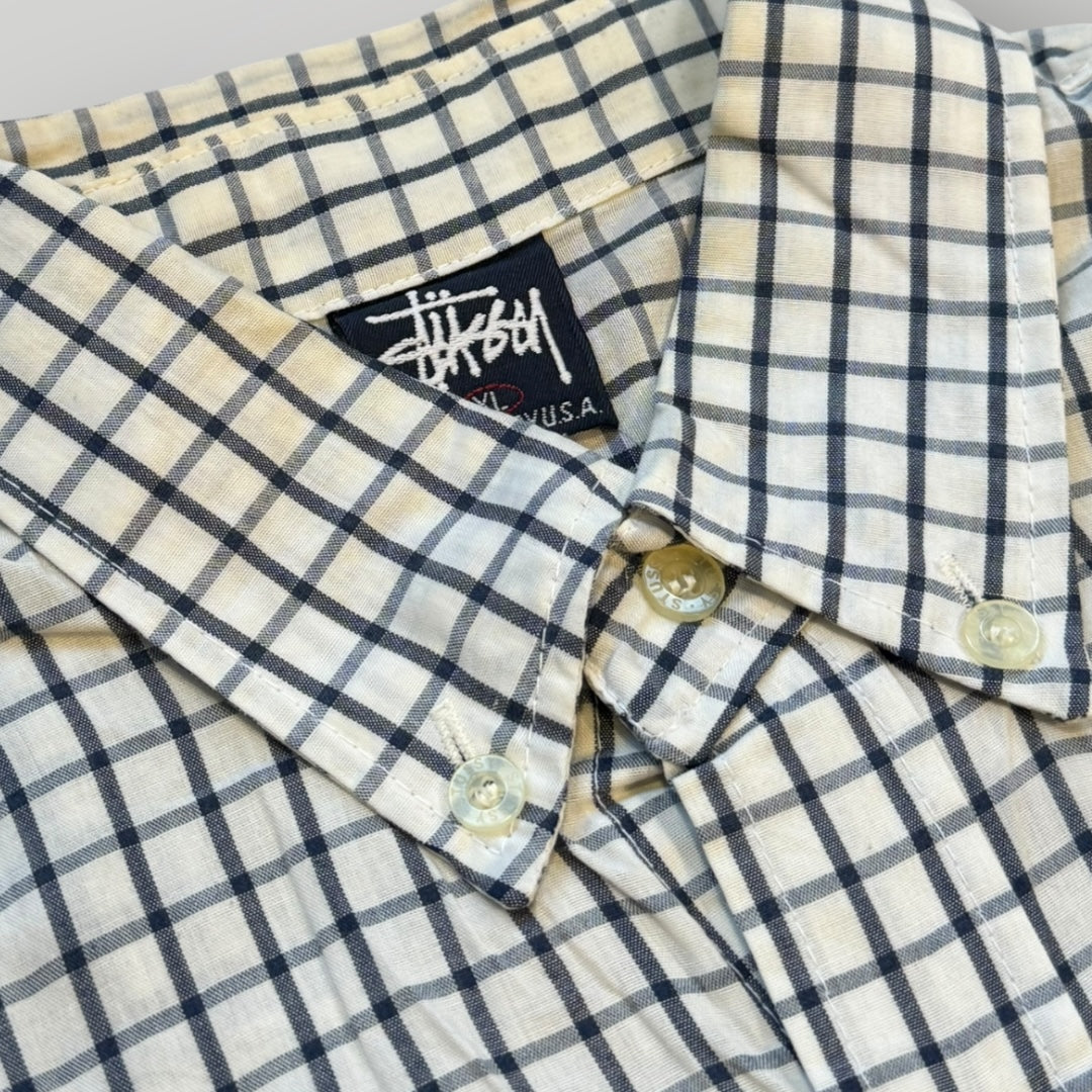 Stüssy Late 90's Plaid Check Short Sleeve Shirt XL