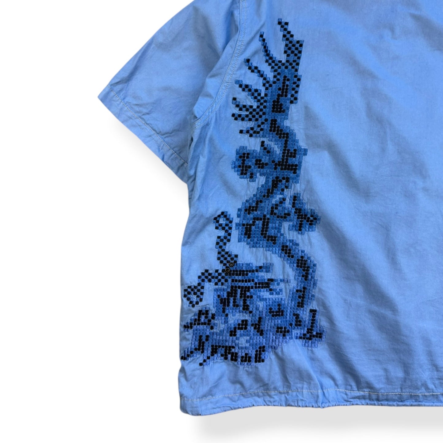 2000's Maharishi Pixelated Dragon Zipped Shirt (L) | Default Title, Blue