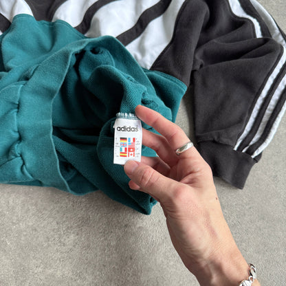 Adias 1990s heavyweight colour block embroidered sweatshirt (L)