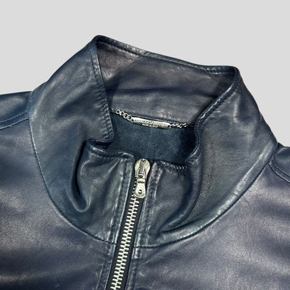 Dolce & Gabanna 00’s Blue Premium Leather Bomber Jacket - IT58 (XL)