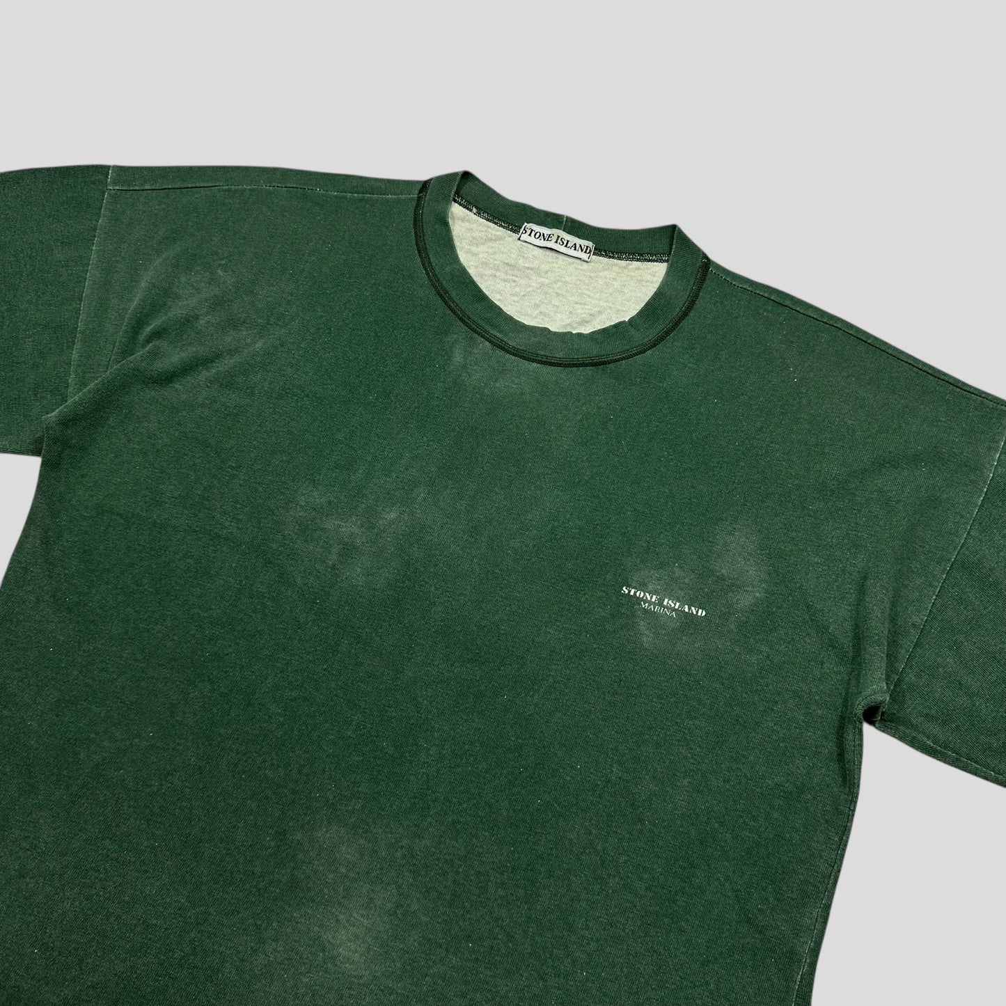 Stone Island 1989 Marina Stripe Washed Green Logo T-shirt - M (L)