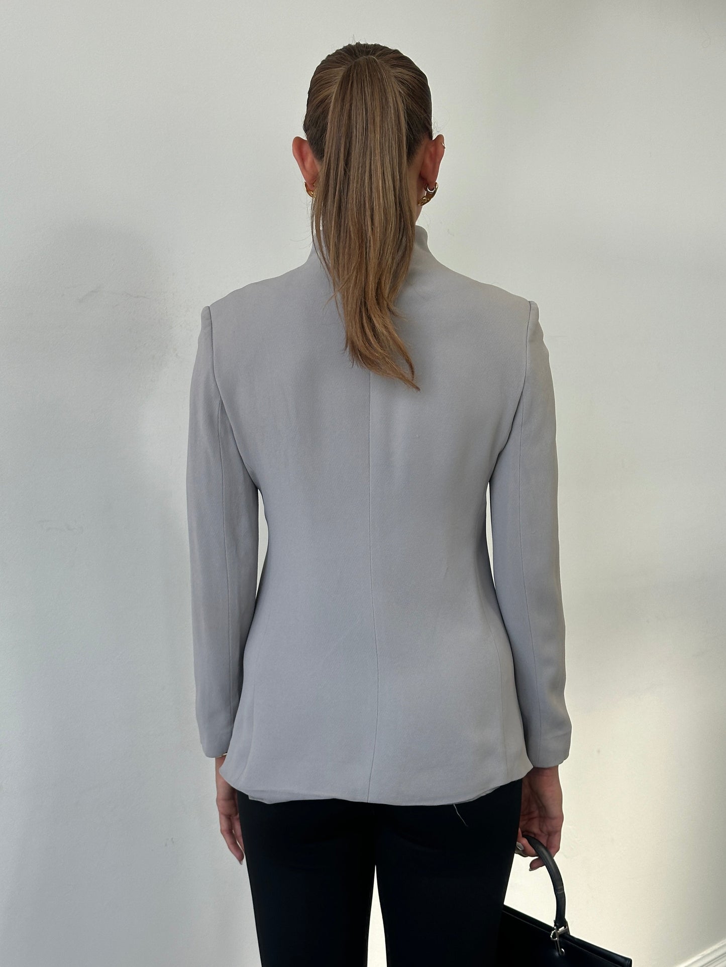 Emporio Armani High Neck Fitted Minimal Blazer Jacket - S/M