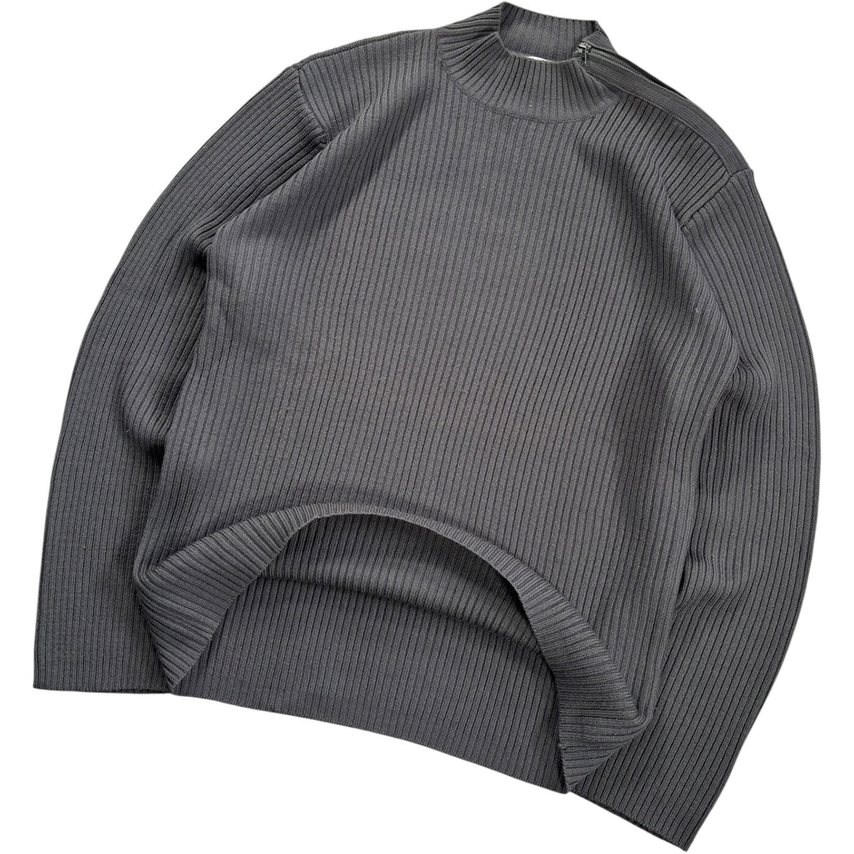 Armani Collezioni 00’s Merino Wool Shoulder Zip Jumper L | Large, Grey