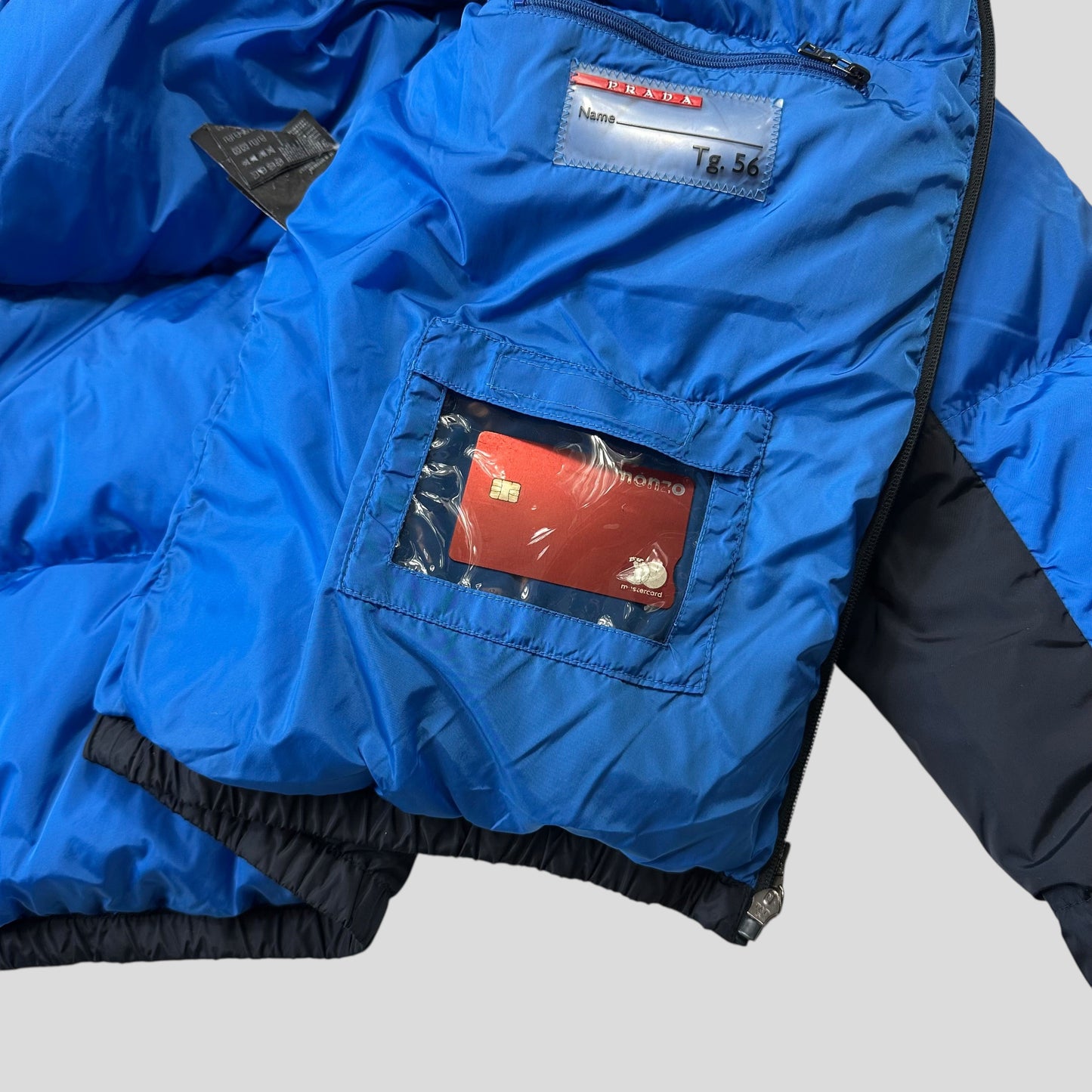 Prada 2012 Plaque Logo Bi-colour Nylon Goose Down Puffer Jacket - IT56 (L/XL) | Default Title, Blue