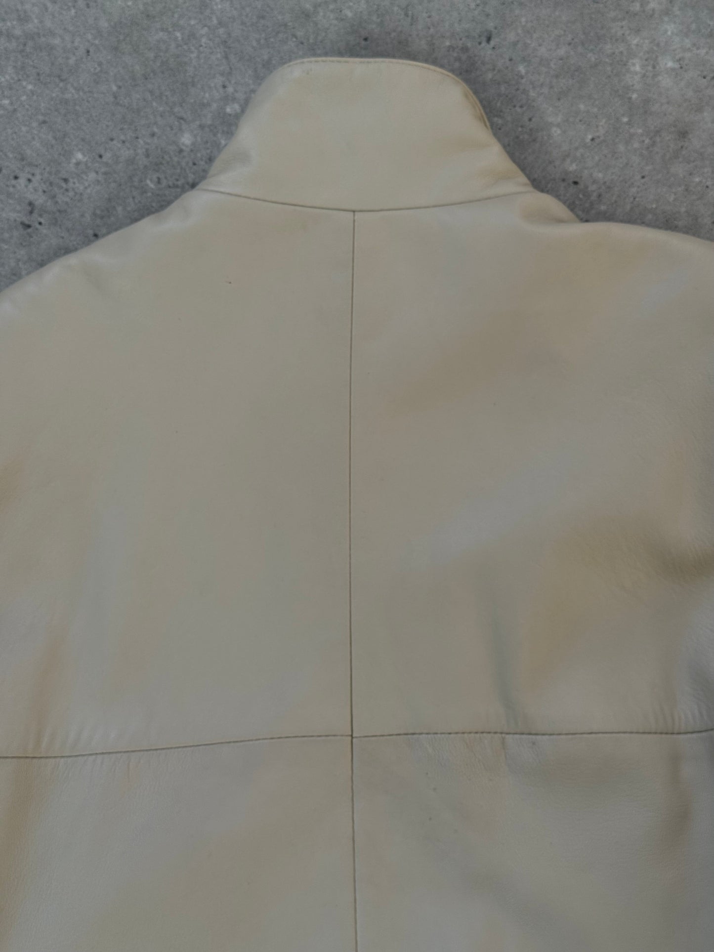 Vintage 1990s High Neck Leather Trench Coat - M/L