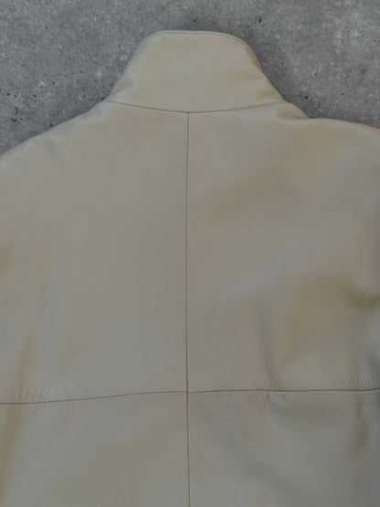 Vintage 1990s High Neck Leather Trench Coat - M/L