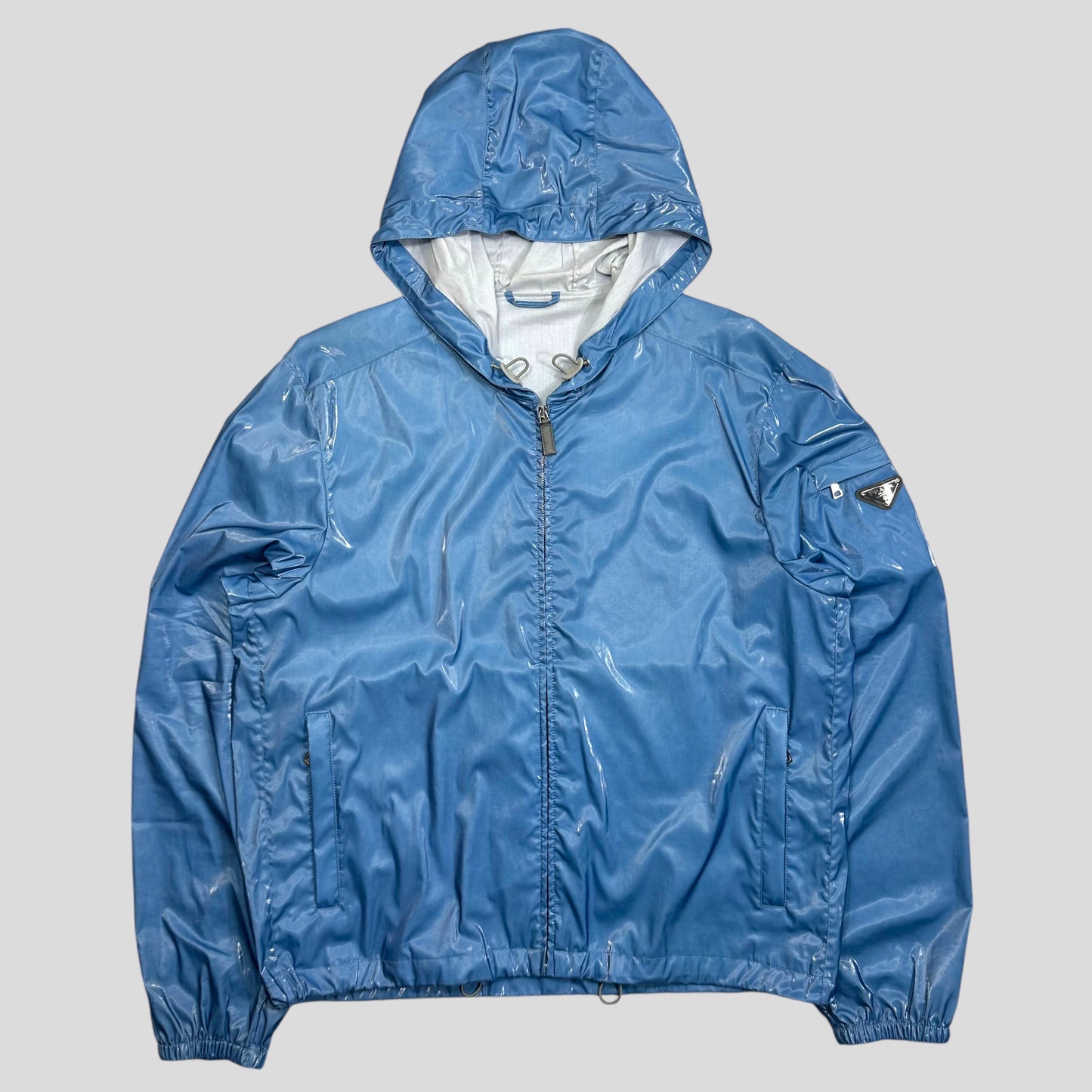 Prada Milano 2013 Liquid Silk Powder Blue Windbreaker - XL