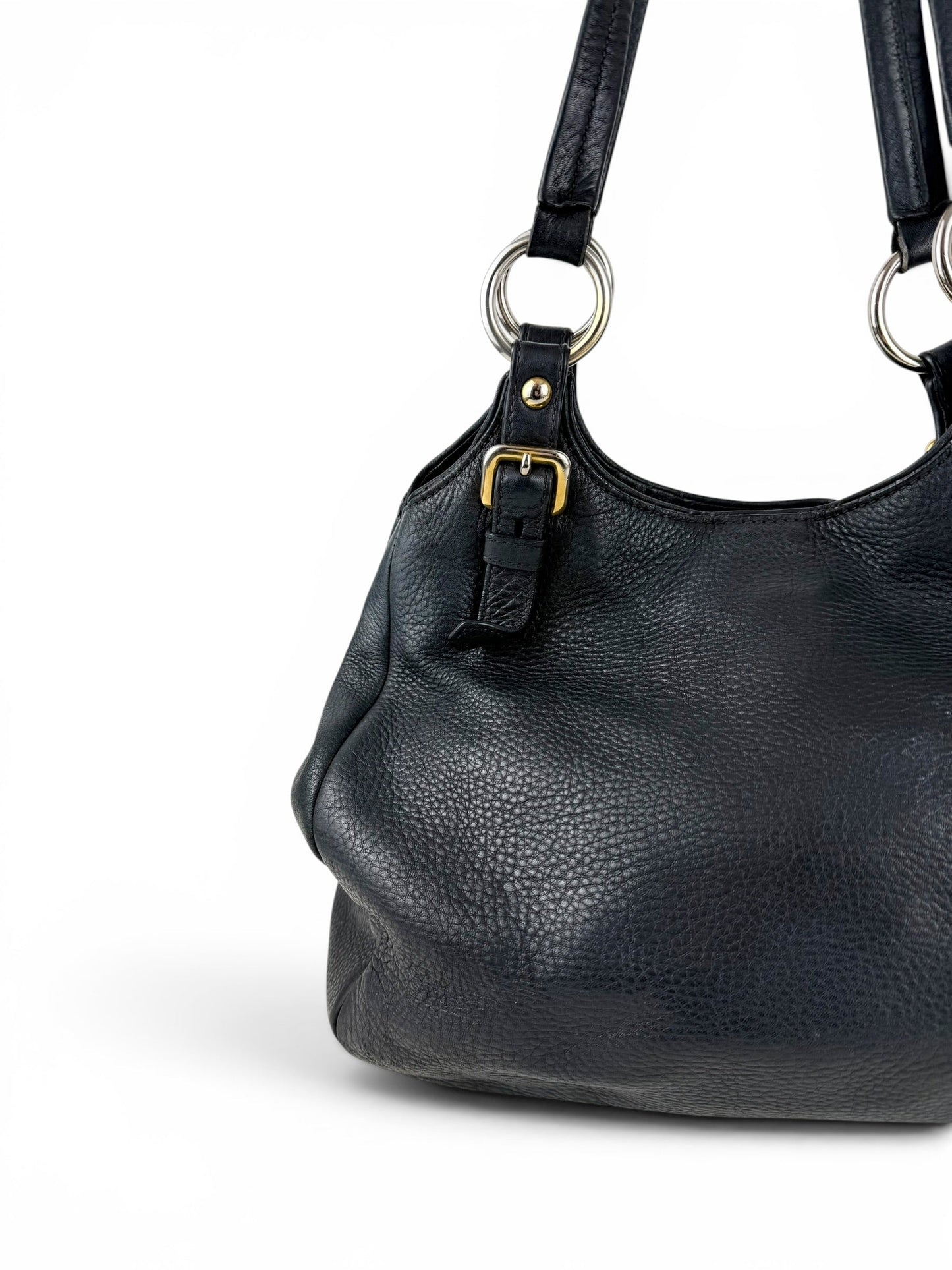 2010s Prada Milano Vitello Daino Navy Hobo Handbag | O/S, Multicoloured