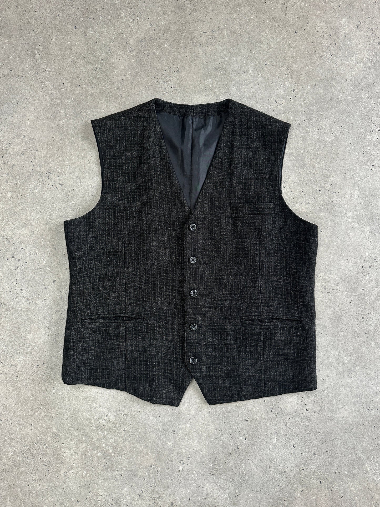 Vintage Wool Blend Print Waistcoat - XL