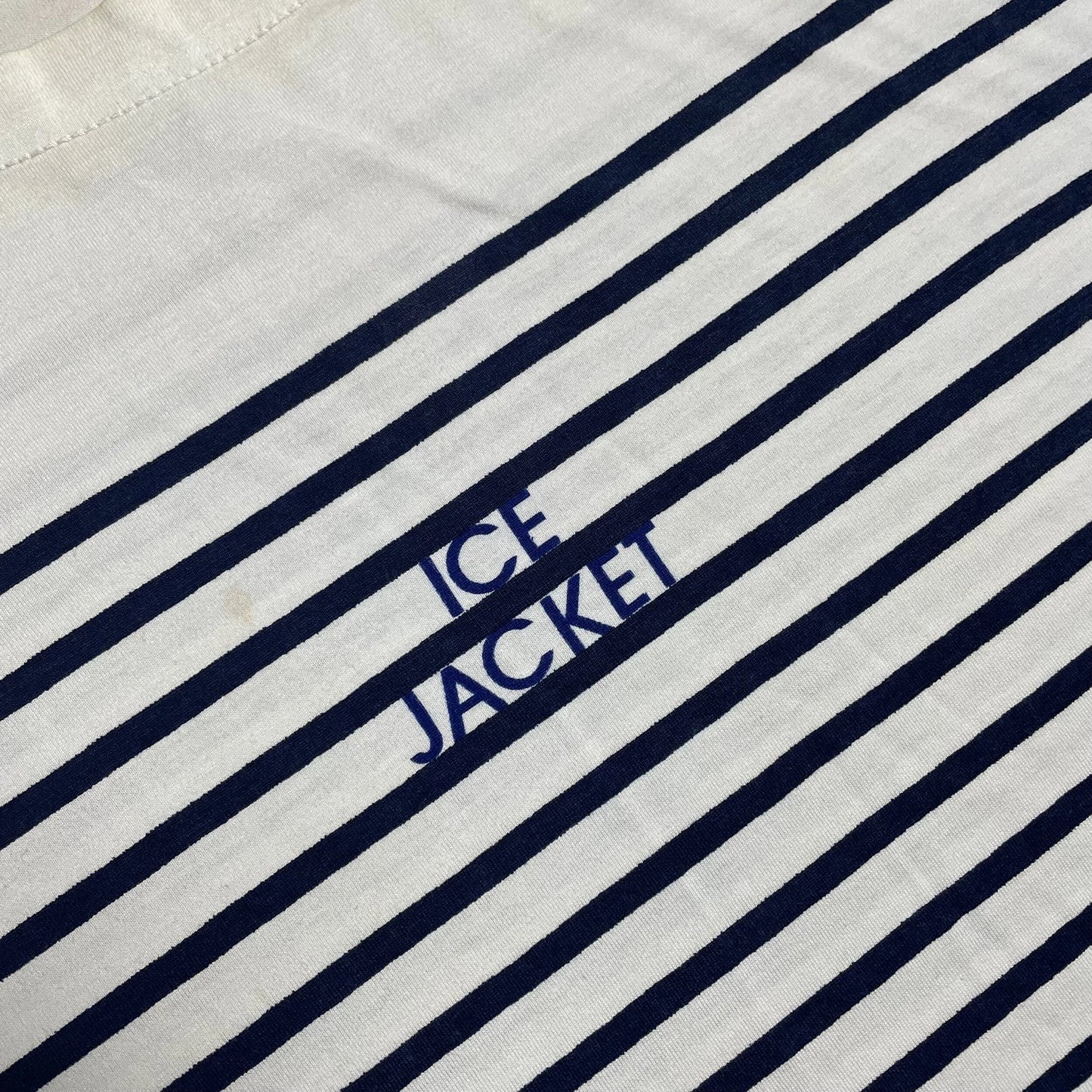S/S 1989 Denim Blue Striped ICE JACKET Marina Spell Out T-shirt
