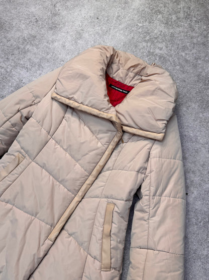 Vivienne Tam Cream Puffer Collar Quilted Jacket