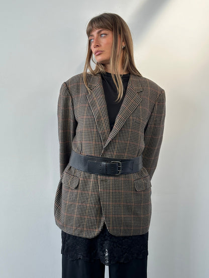 Burberry 1990s Wool Cashmere Check Blazer - 44R/XL