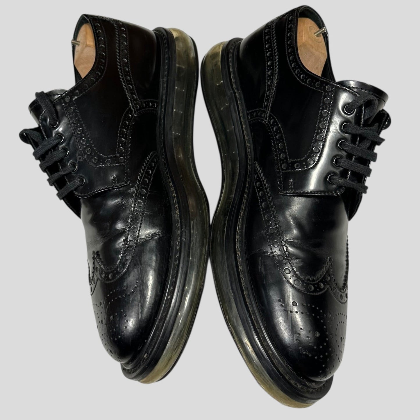 Prada Air Levitate Brogues Black Leather Derby Shoes - UK9 | DEFAULT TITLE, Black