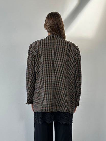Burberry 1990s Wool Cashmere Check Blazer - 44R/XL