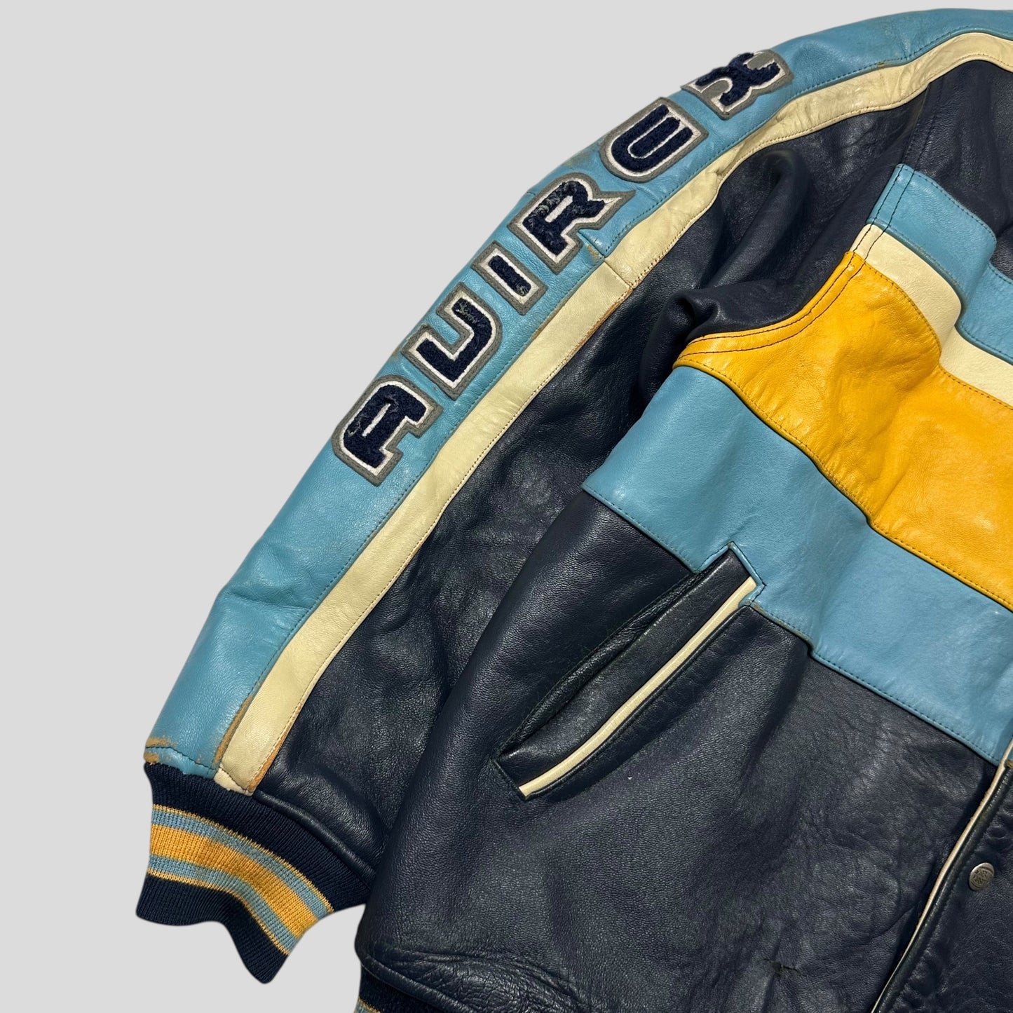 Avirex 90’s NYC Exciting Hoops Quilted Leather Varsity Jacket - XL | Default Title, Multicoloured