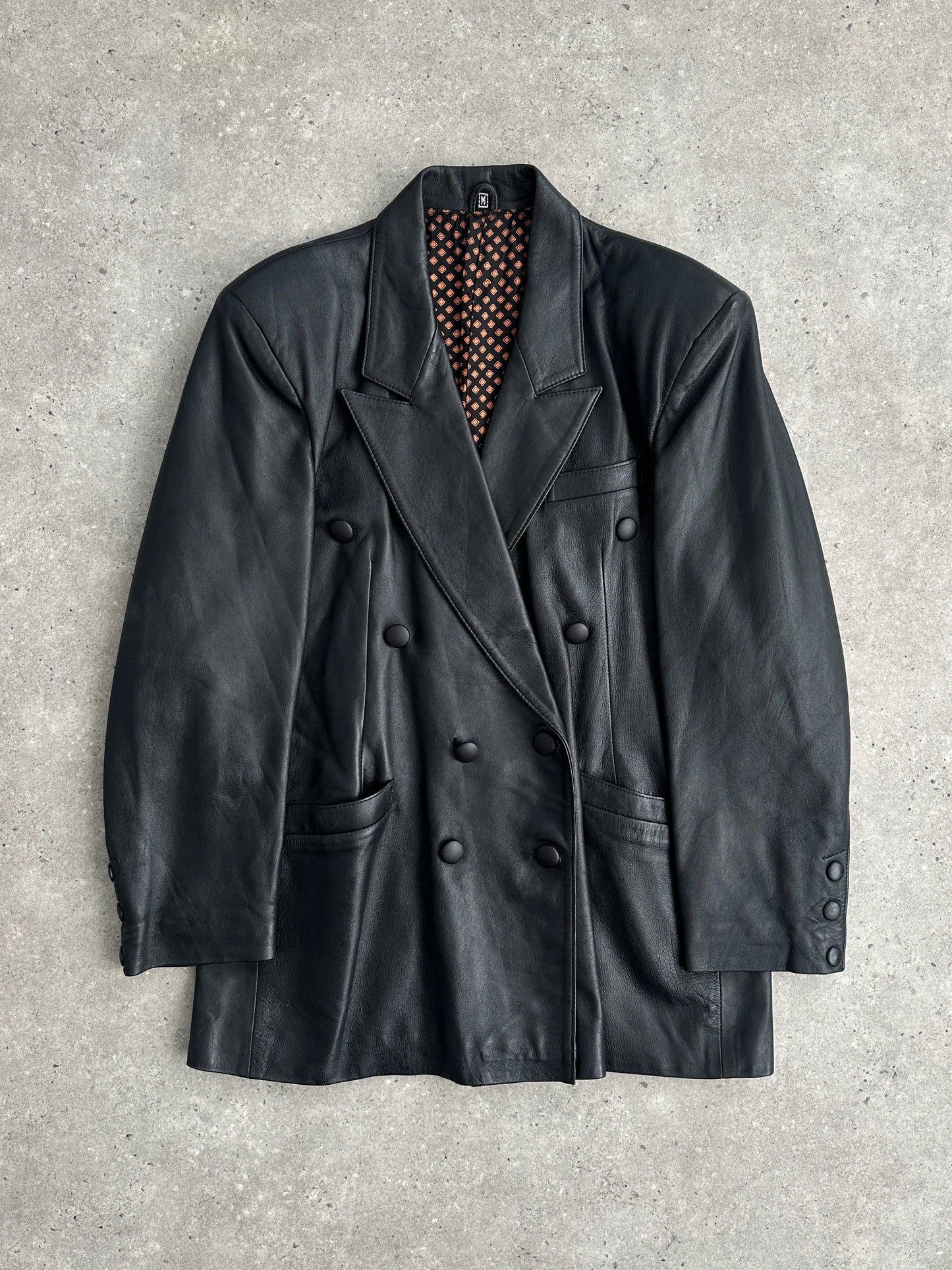 Vintage Double Breasted Leather Blazer Jacket - L