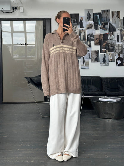 Burberry 1990s Wool Fair Isle Logo Polo Jumper - XL