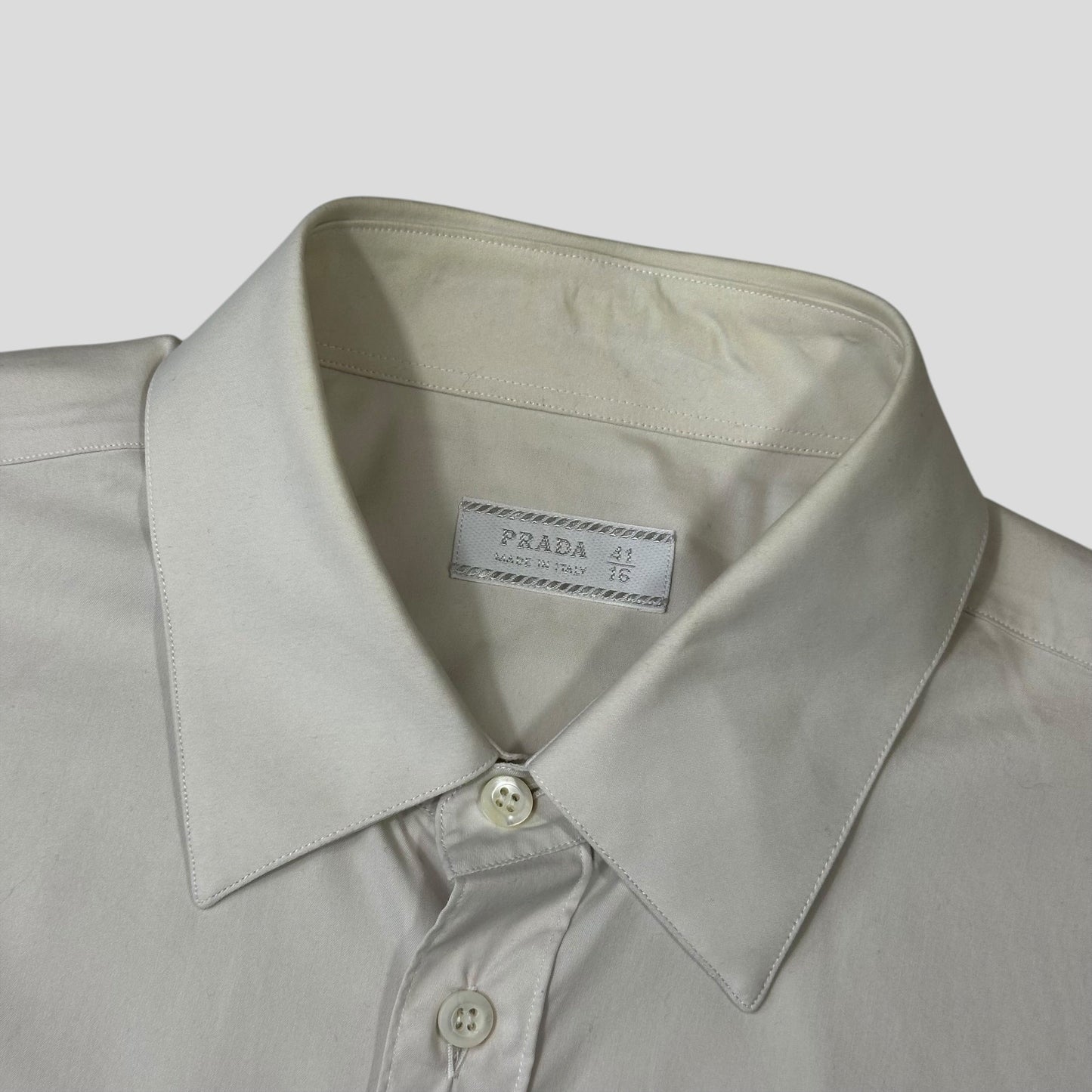 Prada 90’s Pearl White Smart Co-nylon Button Up Shirt - L | Default Title, White
