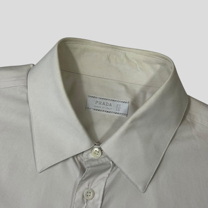 Prada 90’s Pearl White Smart Co-nylon Button Up Shirt - L | Default Title, White