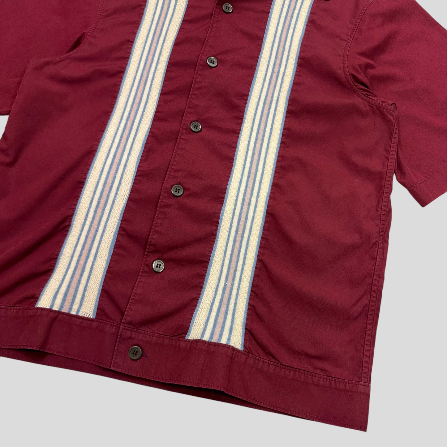 Prada Milano SS16 Jacquard Knit Striped Bowling Shirt - M