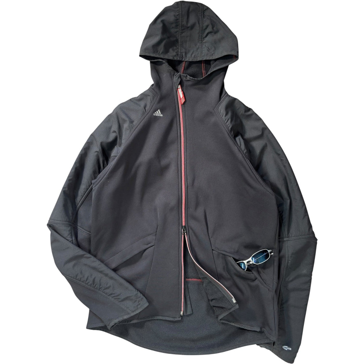 Adidas 2004 Asymmetrical Zip Two Tone Climawarm Hoodie M | Medium, Black