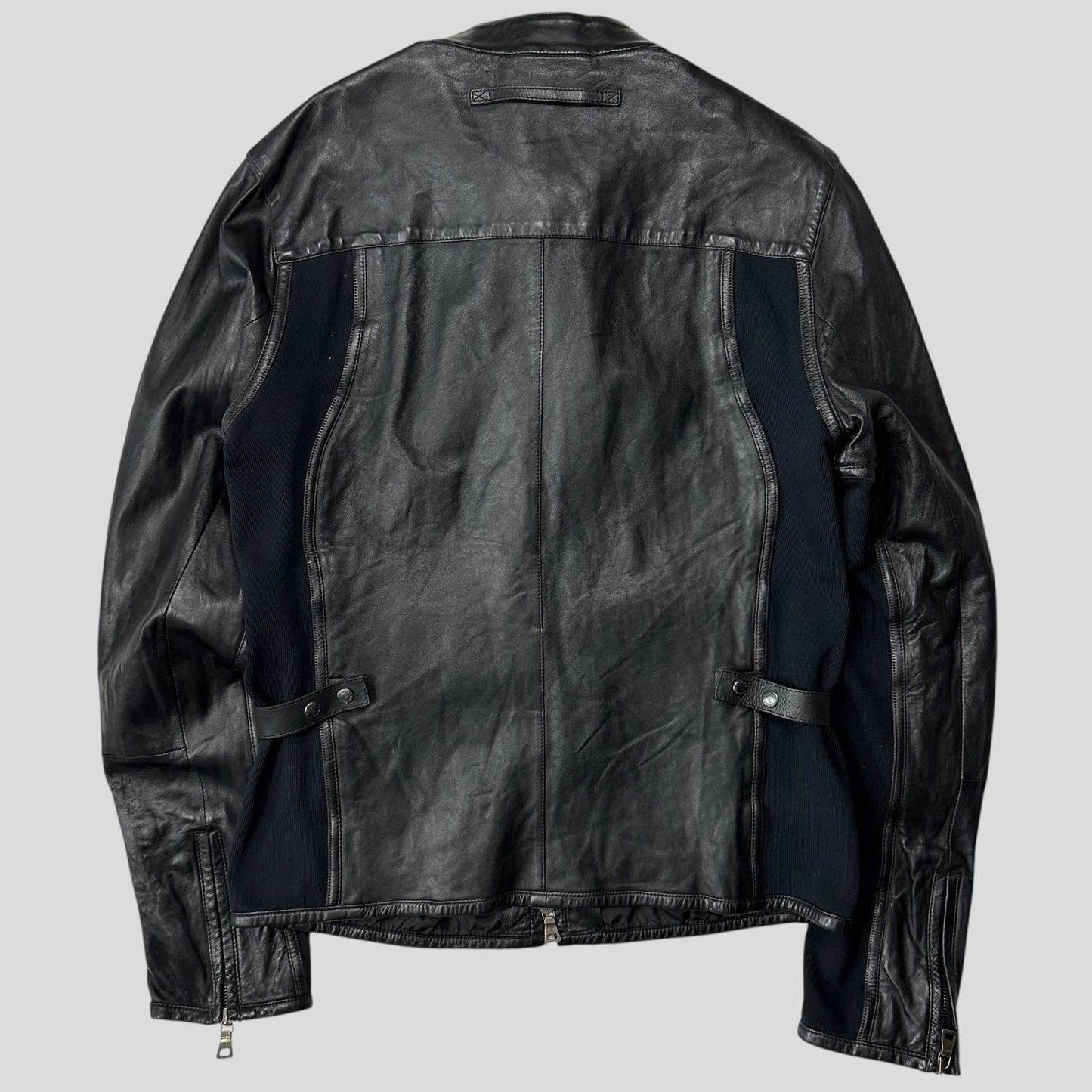 Prada Sport SS00 Leather Biker Curved Panelled Moto Jacket - IT48 (S) | Default Title, Black